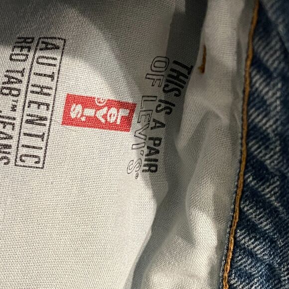 VINTAGE Levis Jeans Mens 36x32 Blue 550 Relaxed Fit Red Tab 90s Raw Hem - Picture 7 of 11